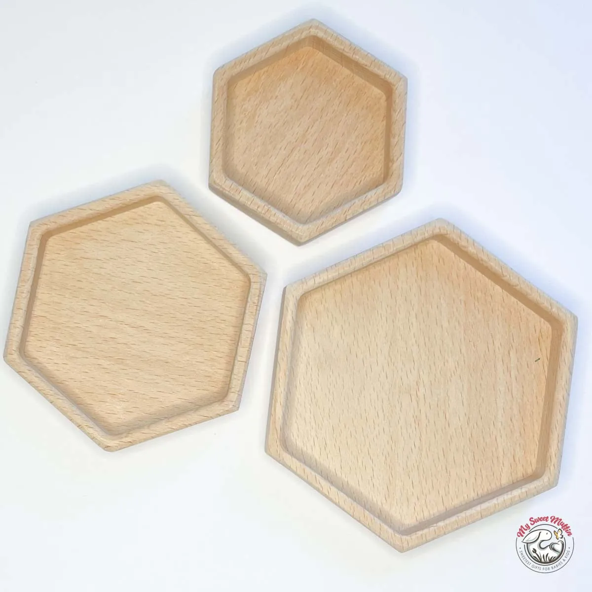Hexagon Sorting Wooden Trays (Set of 3)