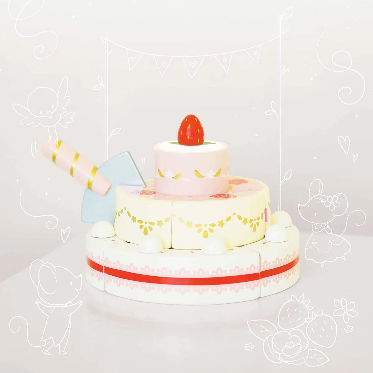 Le Toy Van Wooden Strawberry Wedding Cake