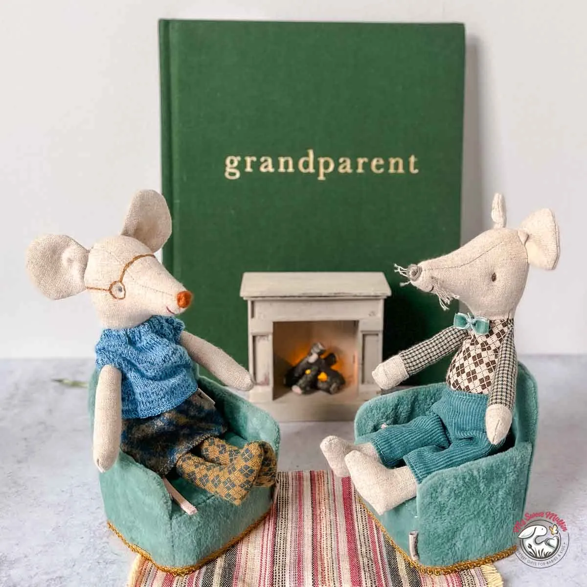 Maileg Grandma and Grandpa Mouse in Matchbox Bed