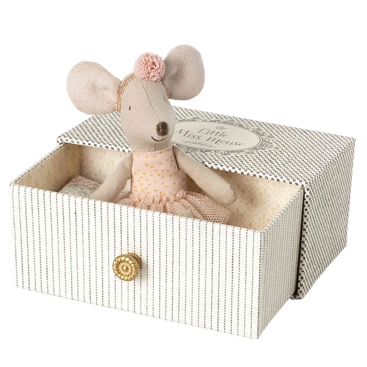 Maileg Little Sister Dancing Mouse in Daybed