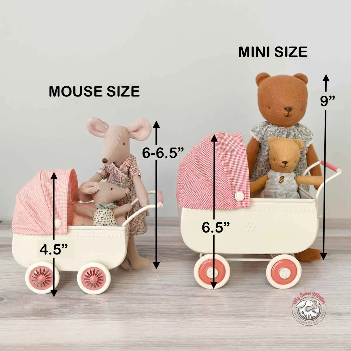 Maileg Mouse size Pram, Cora