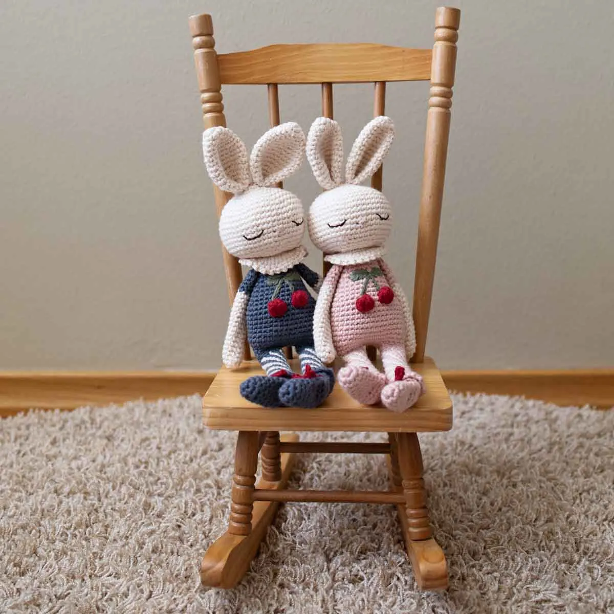 Patti Oslo Organic Crochet Doll, Britney Bunny Cherry Blossom