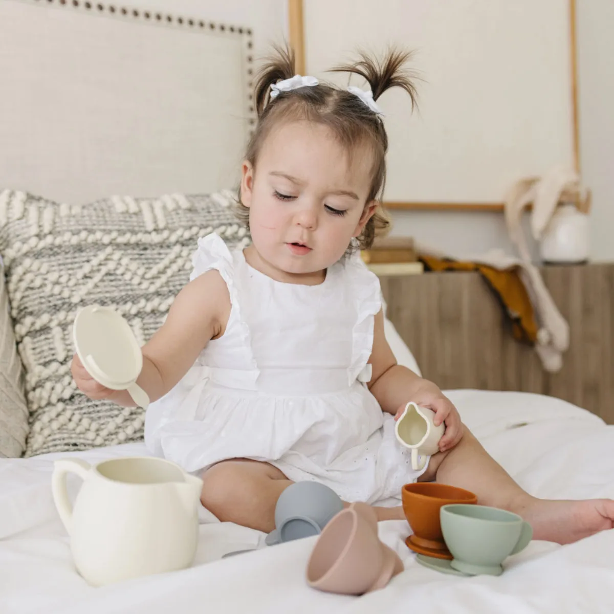 Silicone Tea Play Set, Cream Multi