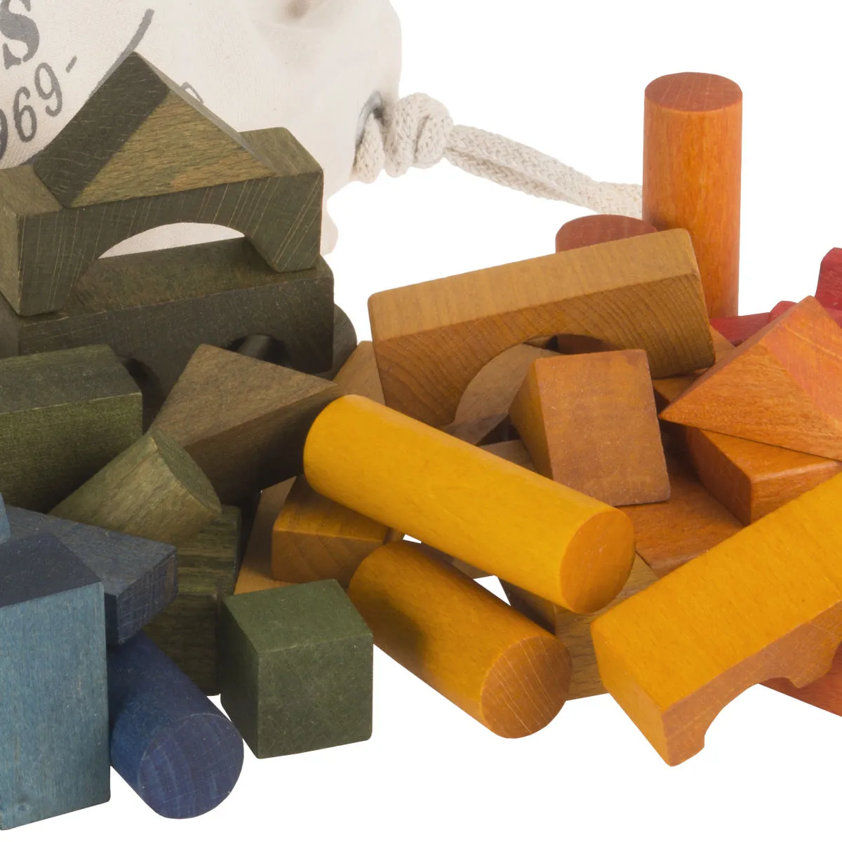 Wooden Story Rainbow Wooden Blocks in Sack, 100pcs