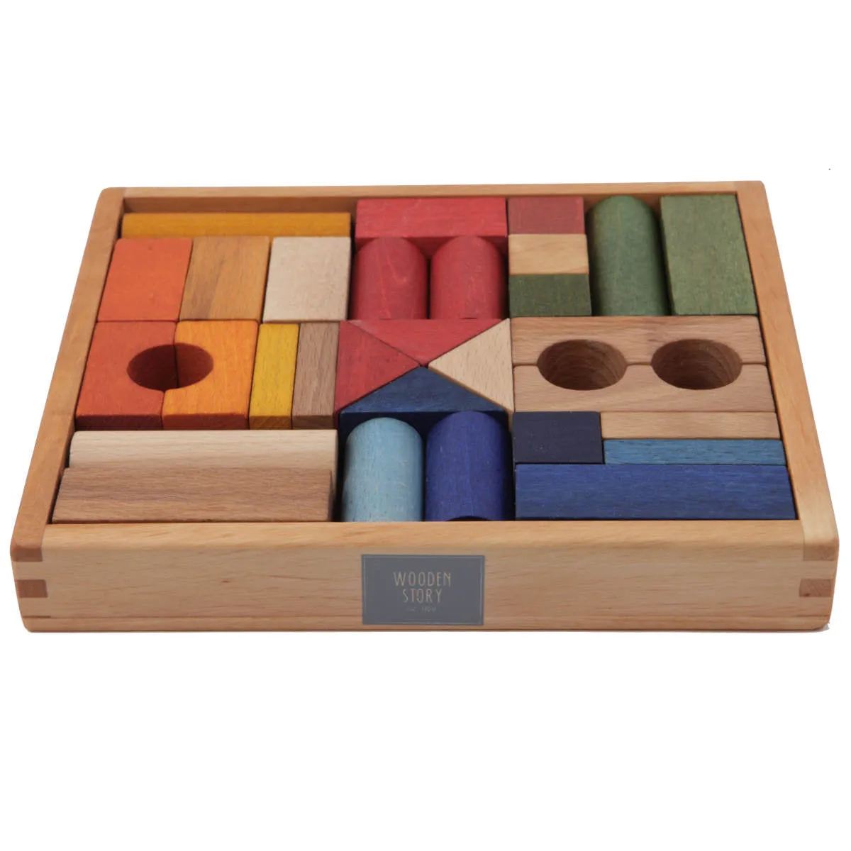 Wooden Story Rainbow Wooden Blocks in Tray, 30pcs